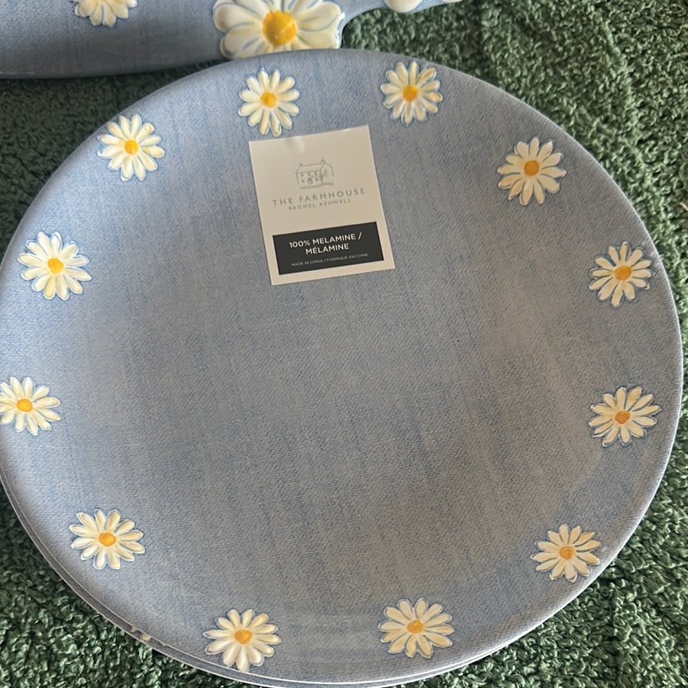 The Farmhouse by Rachel Ashwell Sunflower 🌻Serving Tray Plates Melamine Blue NEW - Picture 4 of 11
